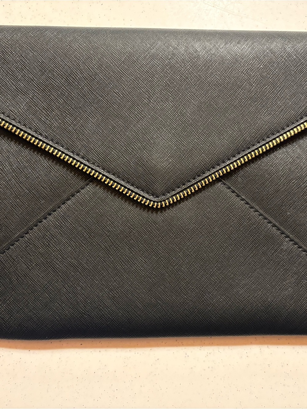 Rebecca Minkoff Black Envelope Clutch with Gold Zipper